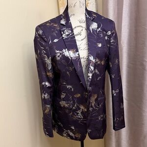 Floral Patterned Purple Blazer